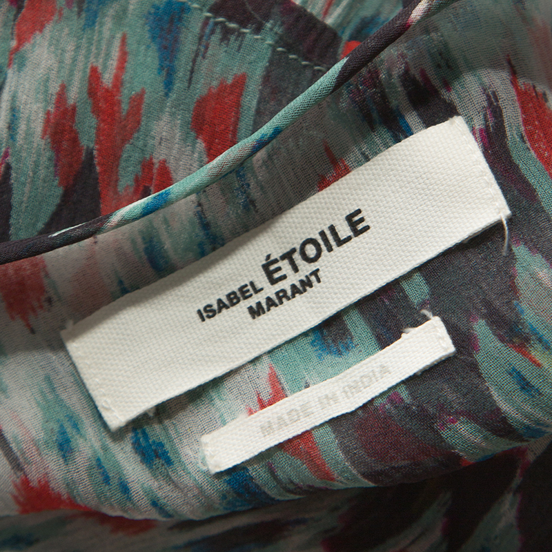 Isabel Marant Multicolor Printed Silk Ruffled Sleeve Top M