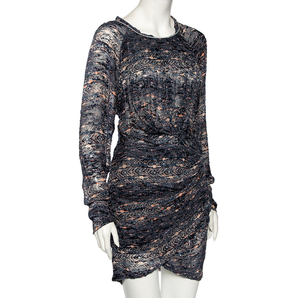 

Isabel Marant Blue Printed Synthetic Long Sleeve Ellos Ikat Short Dress