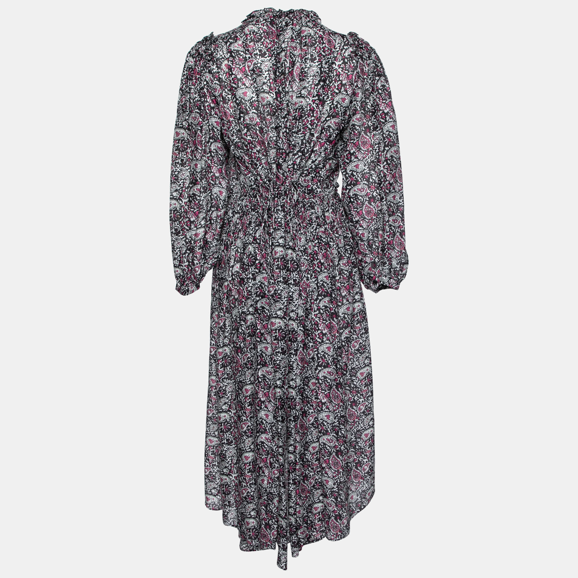 

Isabel Marant Multicolor Paisley Print Silk Ruffle Trim Norja Dress, Purple