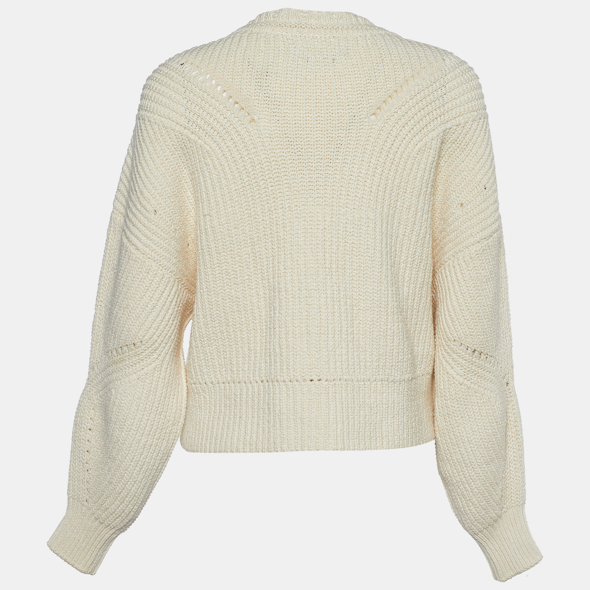 

Isabel Marant Ecru Knit Cotton Knit Tie-Up Detail Sweater, Cream