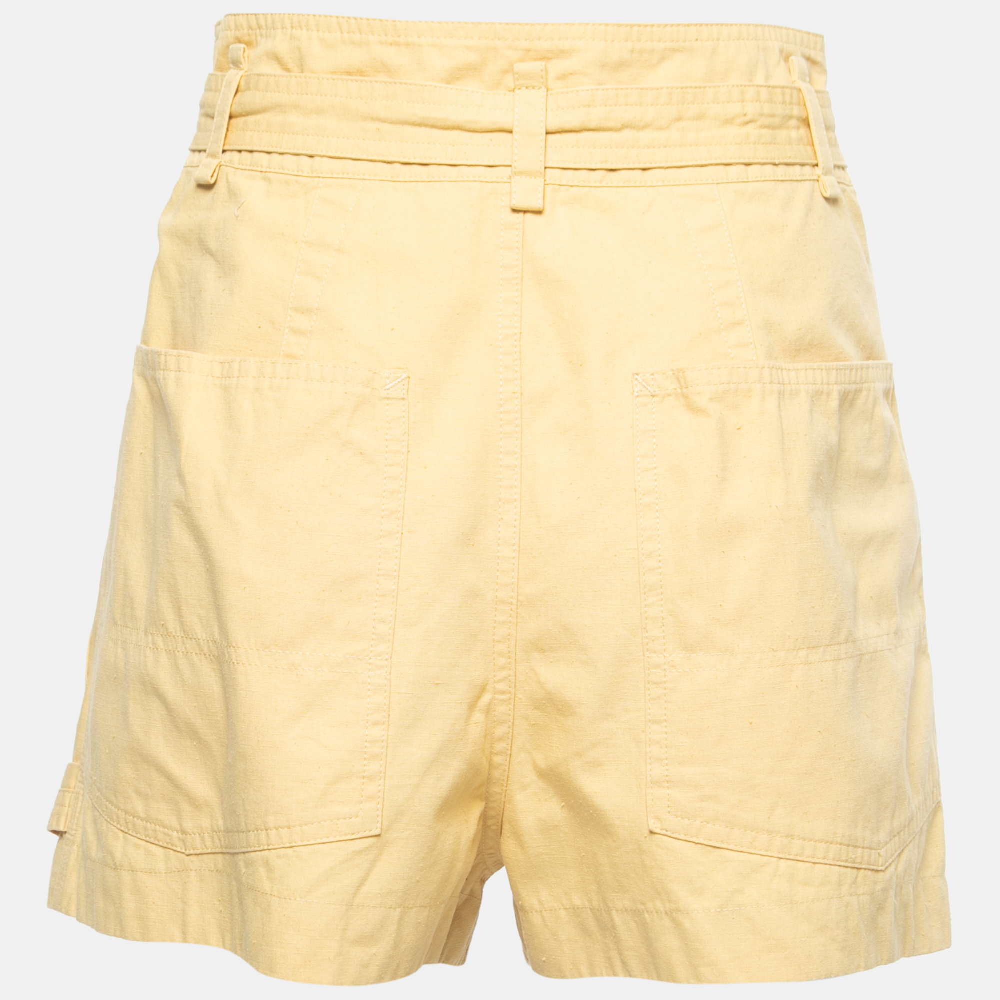 

Isabel Marant Yellow Cotton Belted High-Waisted Shorts