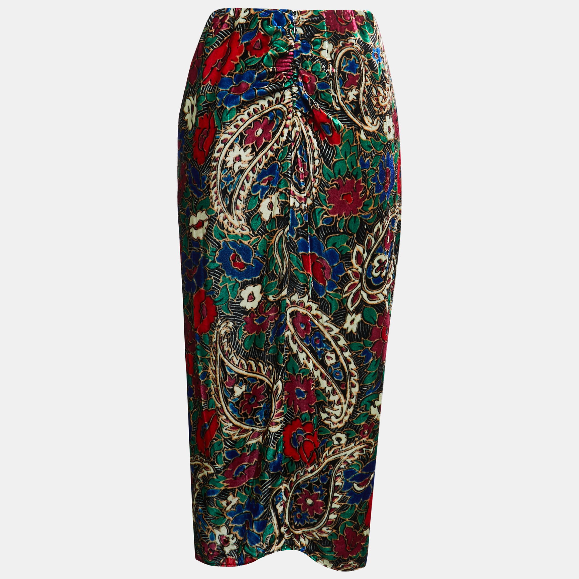 

Isabel Marant Multicolor Floral Velvet Draped Skirt