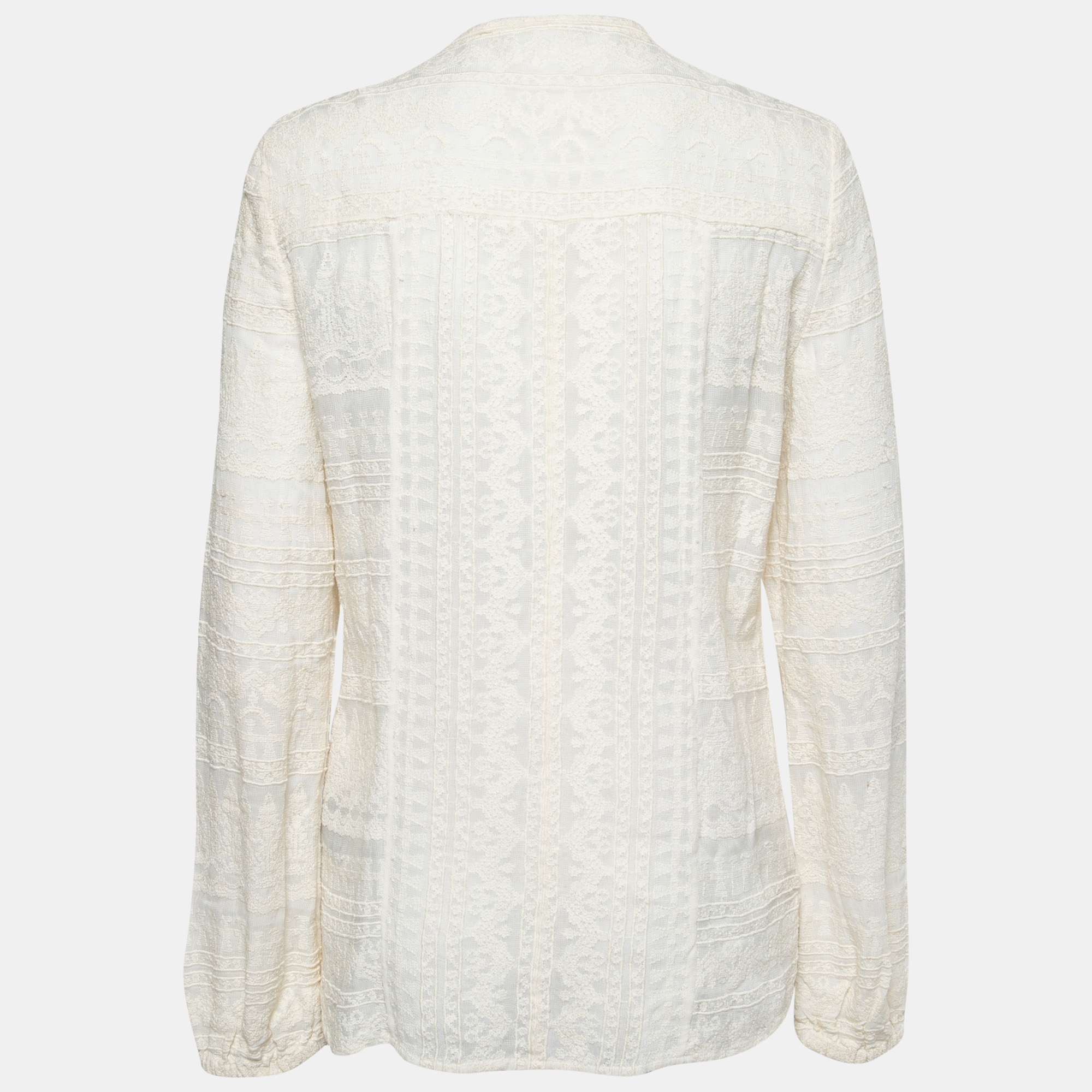 

Isabel Marant Cream Embroidered Gauze Long Sleeve Shirt