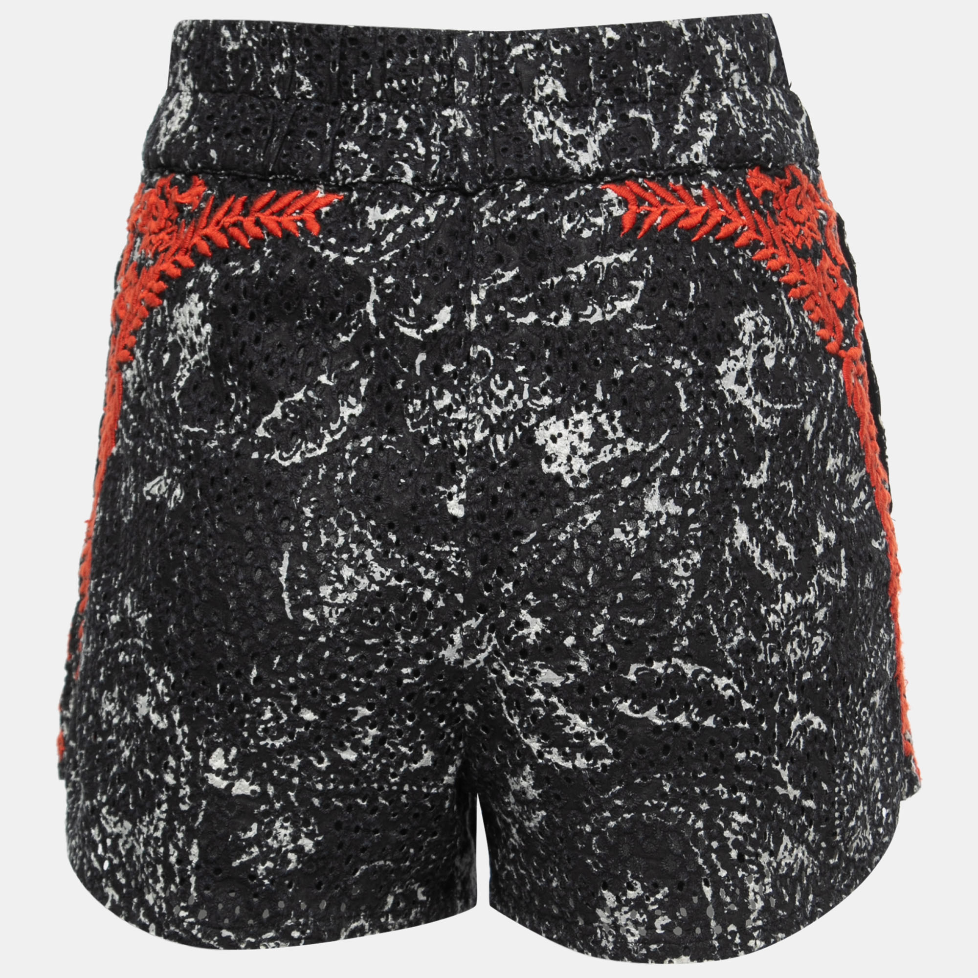 

Isabel Marant Black Embroidered Eyelet Cotton High Waist Shorts