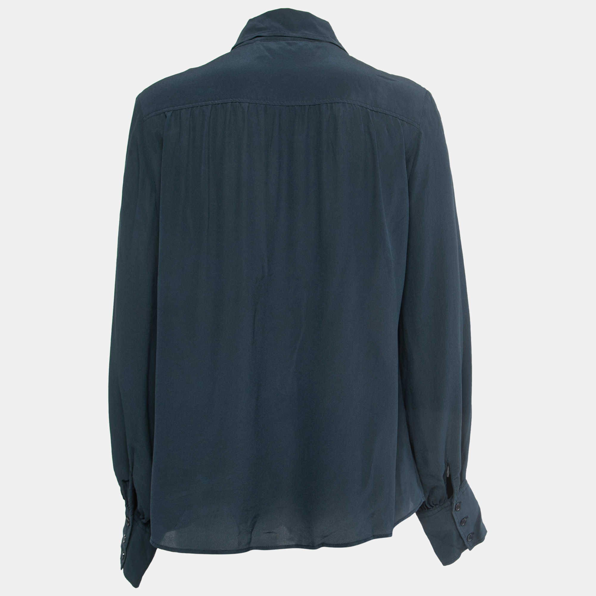 

Isabel Marant Dark Green Silk Button Front Full Sleeve Shirt Blouse