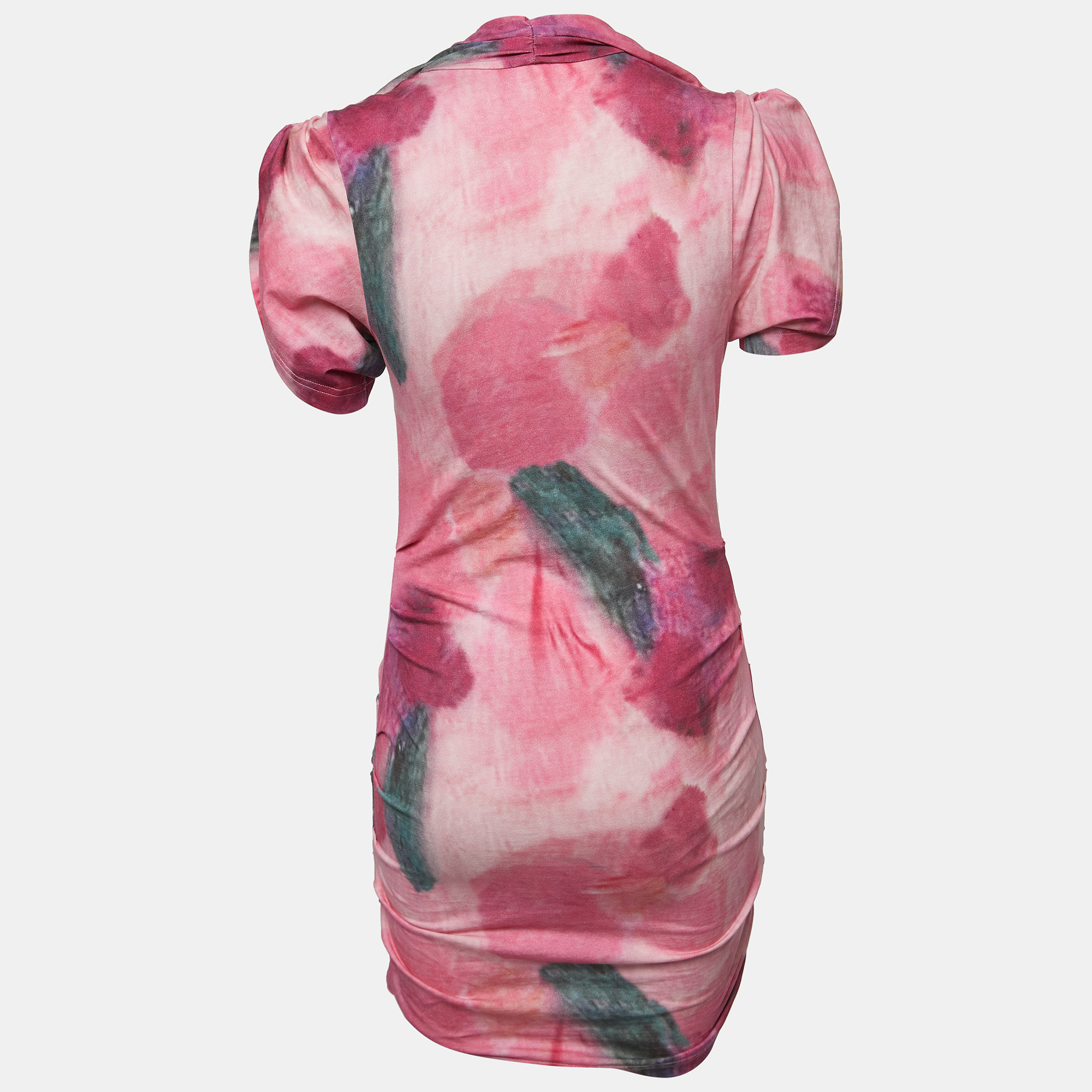 

Isabel Marant Pink Tie-Dyed Cotton Ruched Mini Dress