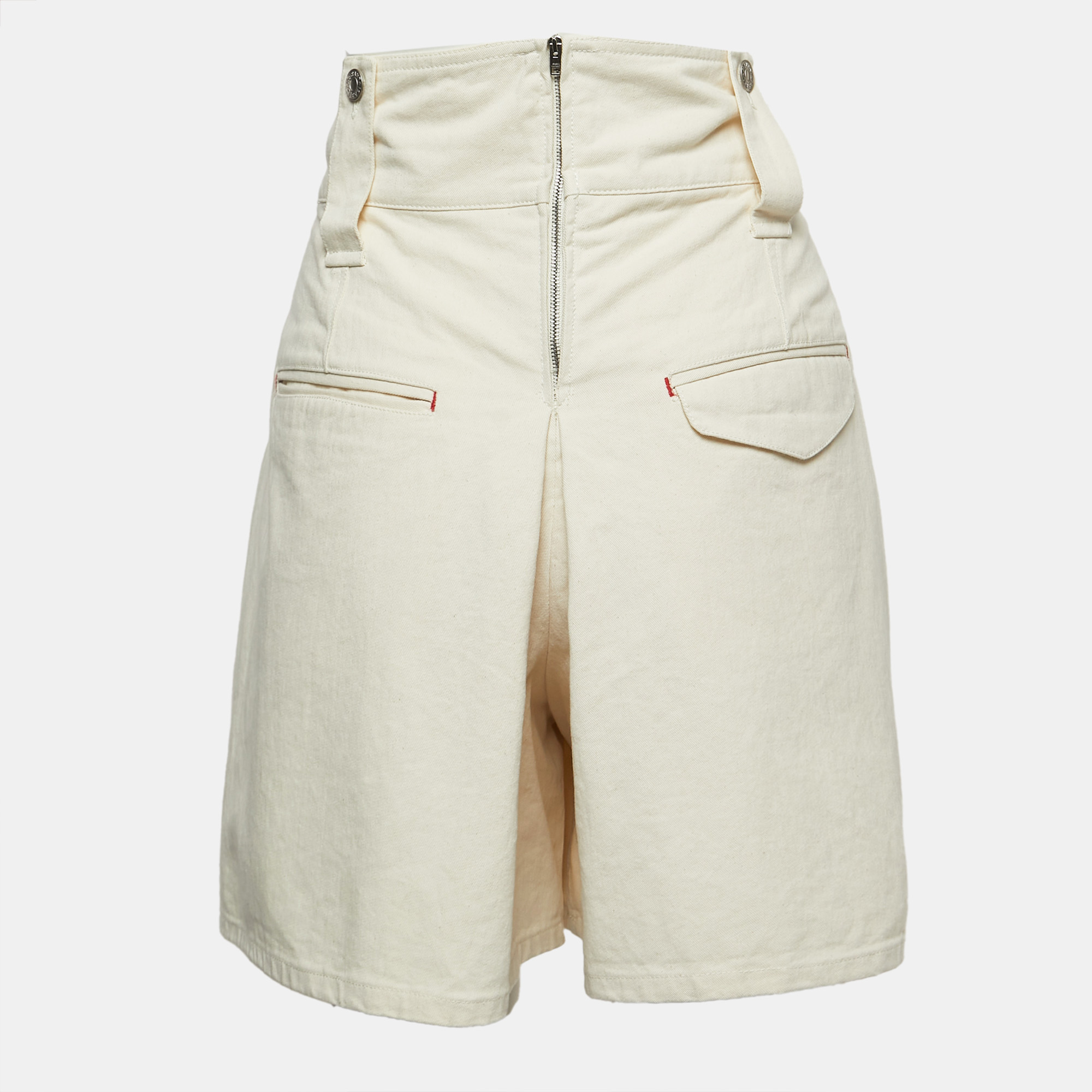 

Isabel Marant Cream Cotton Pleated Flared Shorts