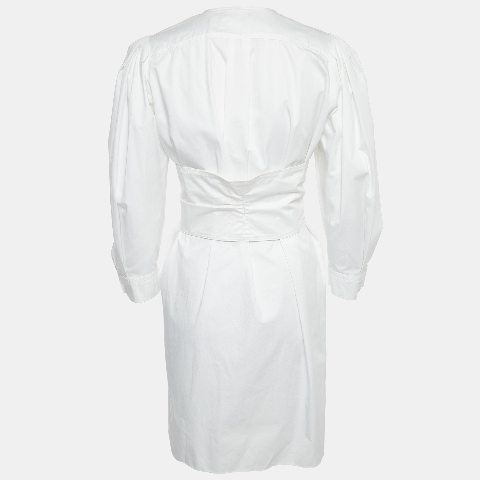 

Isabel Marant White Cotton Belted Mini Shirt Dress