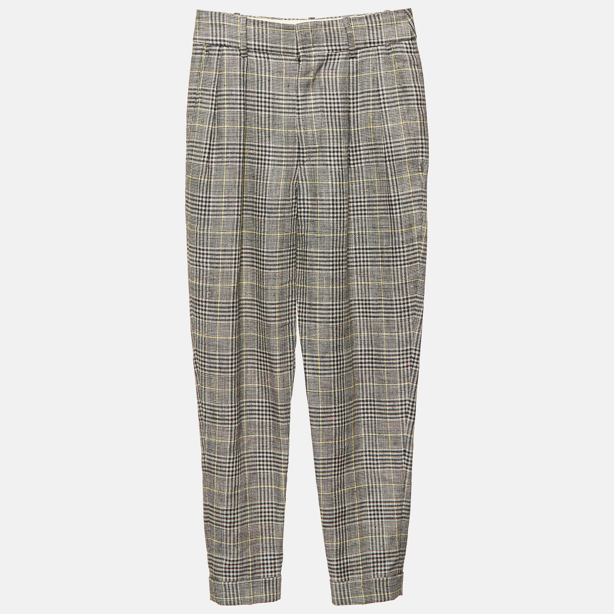 

Isabel Marant Multicolor Checked Linen Blend Trousers S