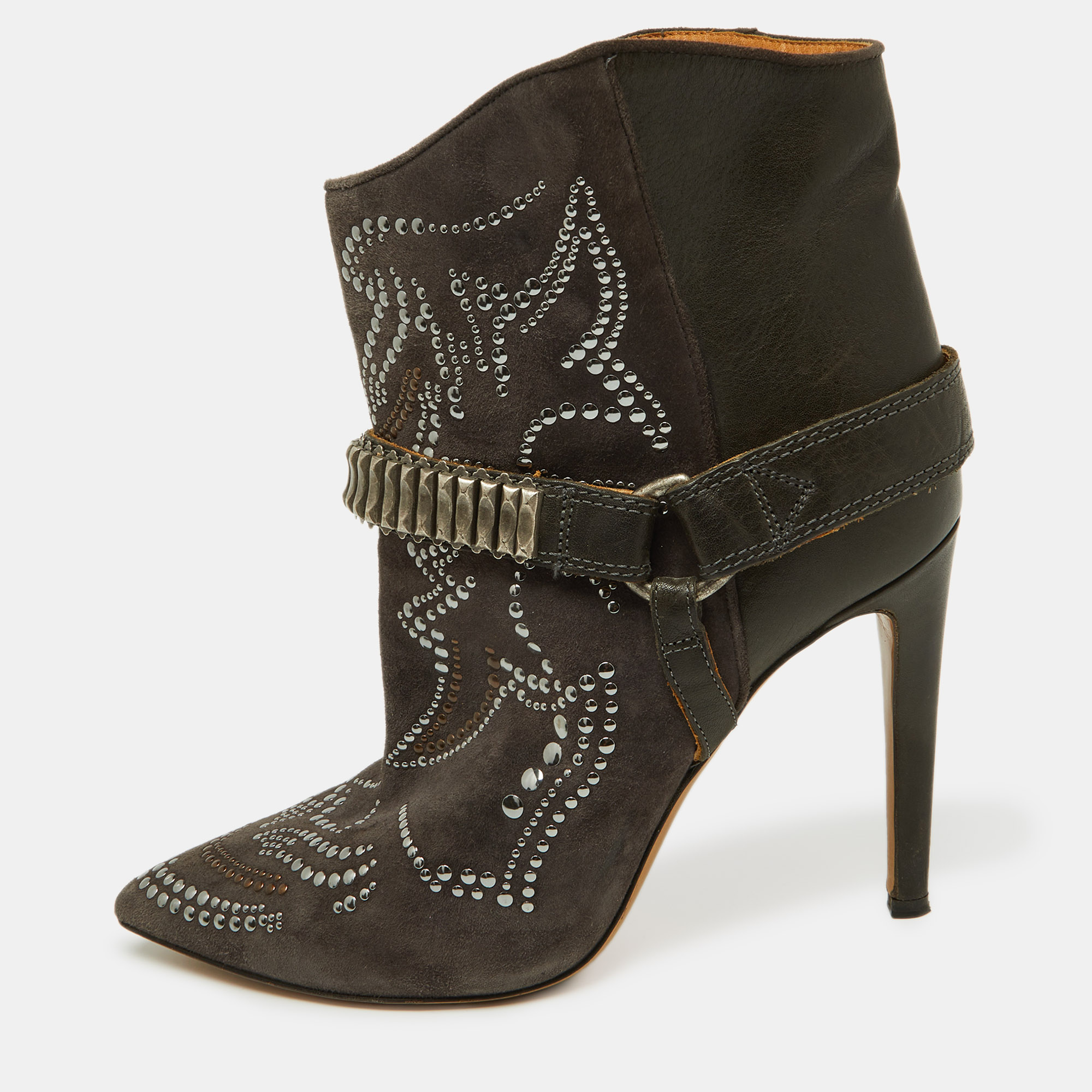 

Isabel Marant Brown Suede Studded Pointed Toe Ankle Boots Size