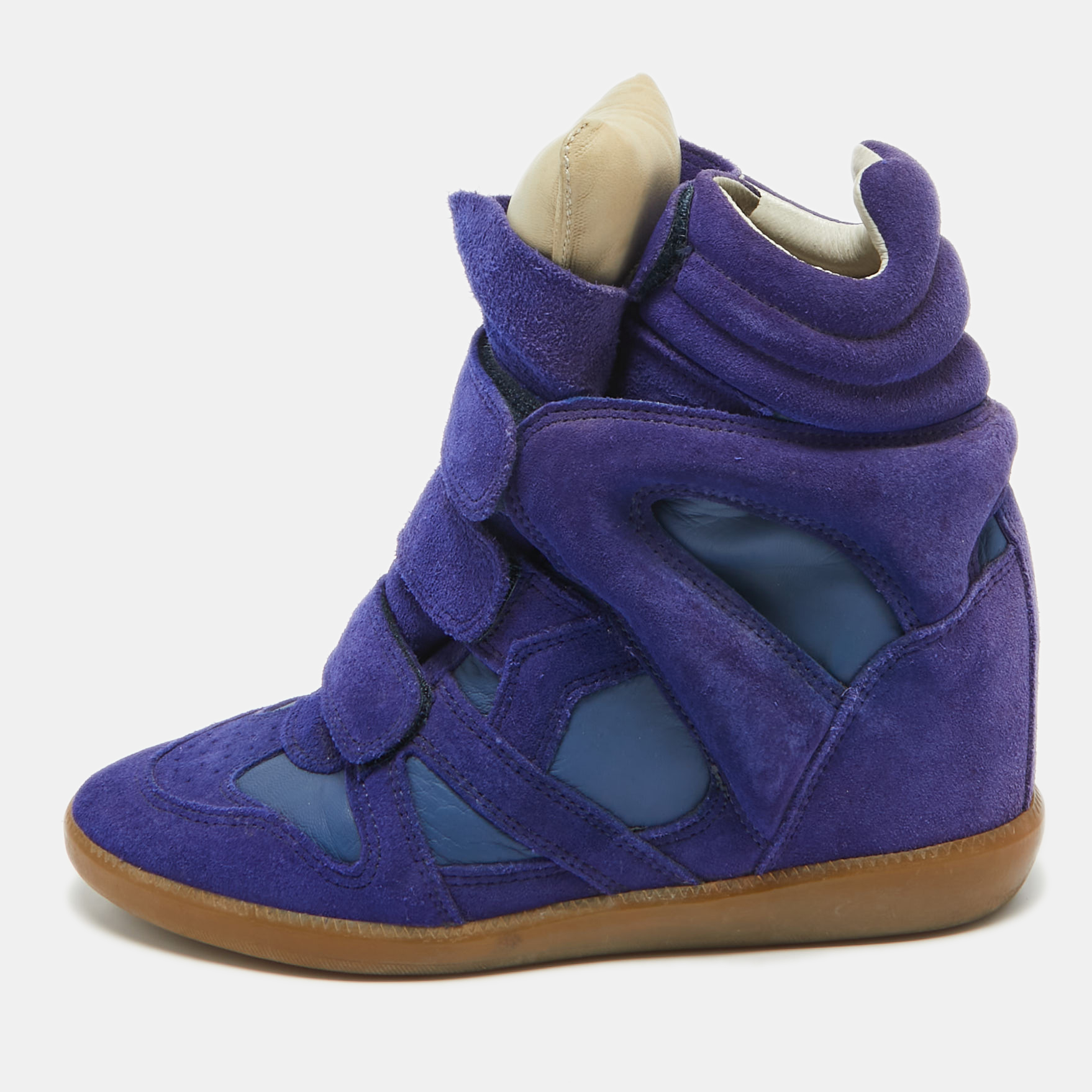 

Isabel Marant Blue Leather and Suede Bekett Wedge Sneakers Size