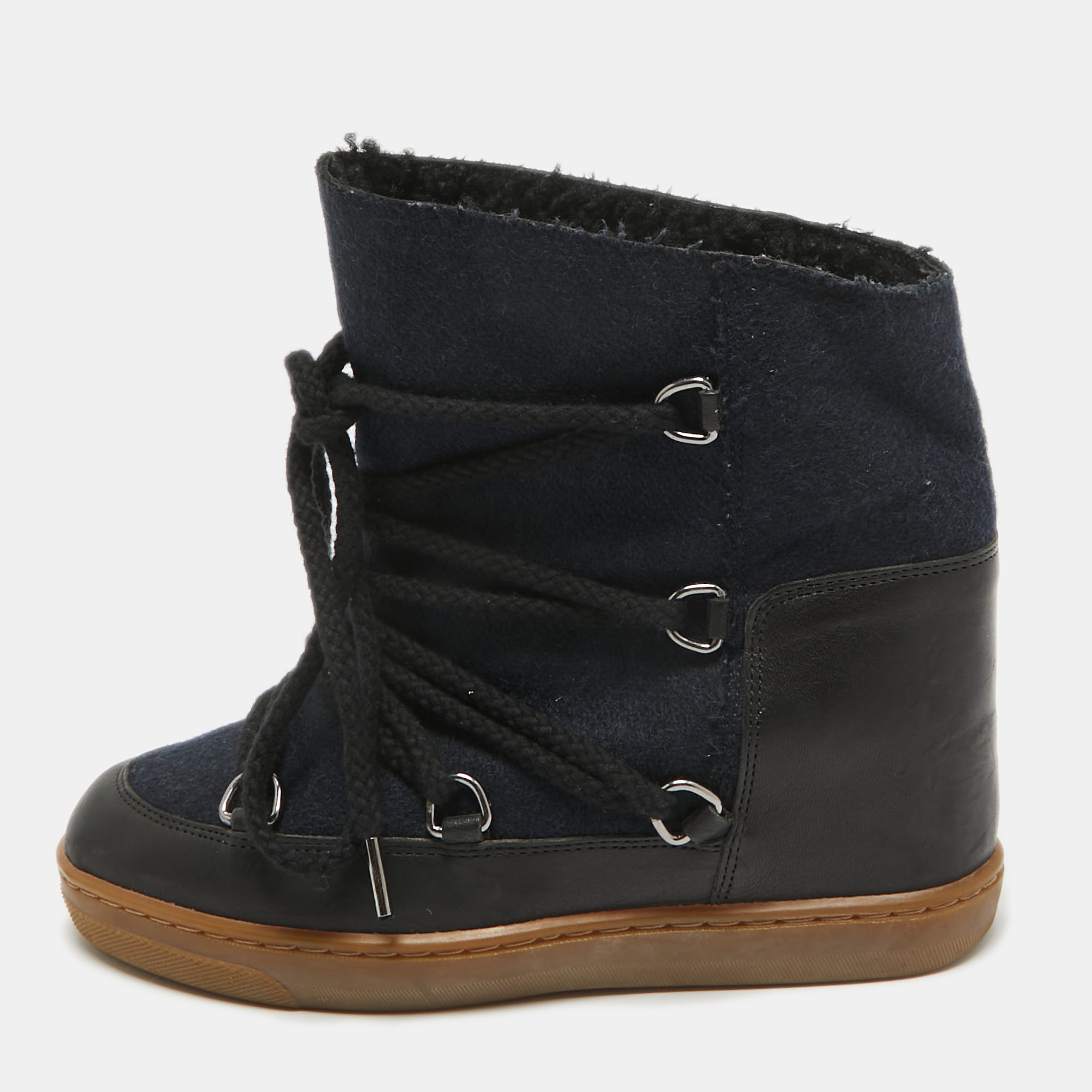 

Isabel Marant Navy Blue/Black Canvas and Leather Nowels Ankle Length Boots Size