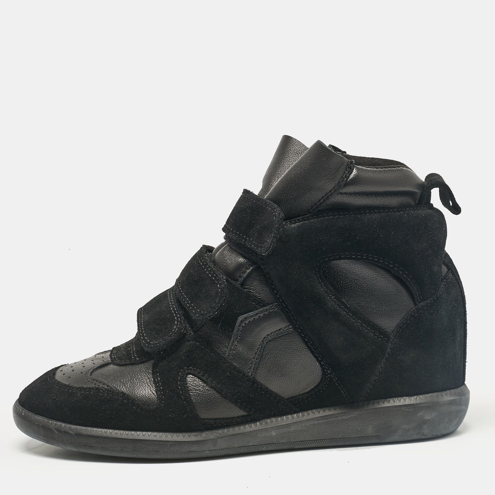 

Isabel Marant Black Leather and Suede Bekett Wedge Sneakers Size