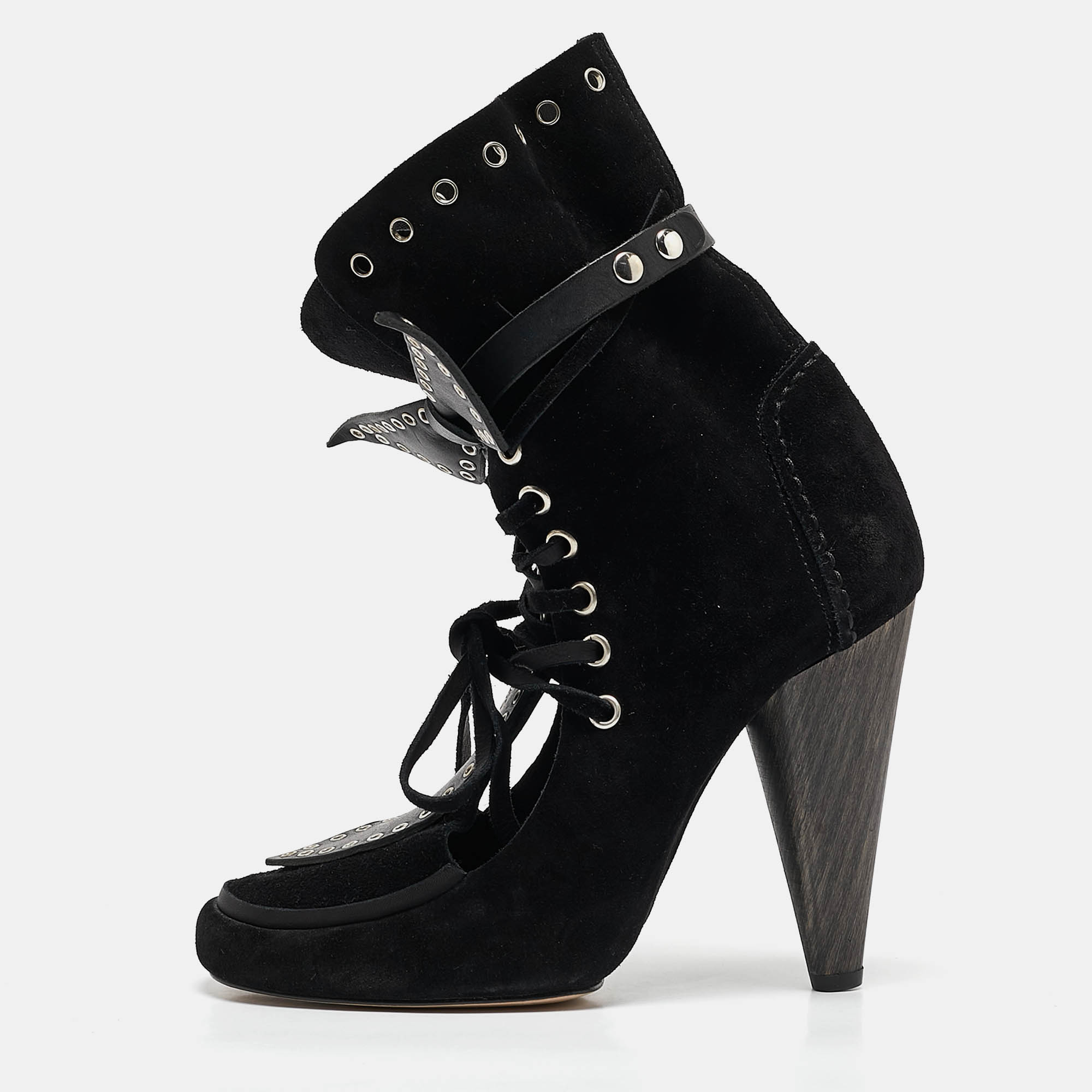 

Isabel Marant Black Suede Milla Eyelet Ankle Boots Size