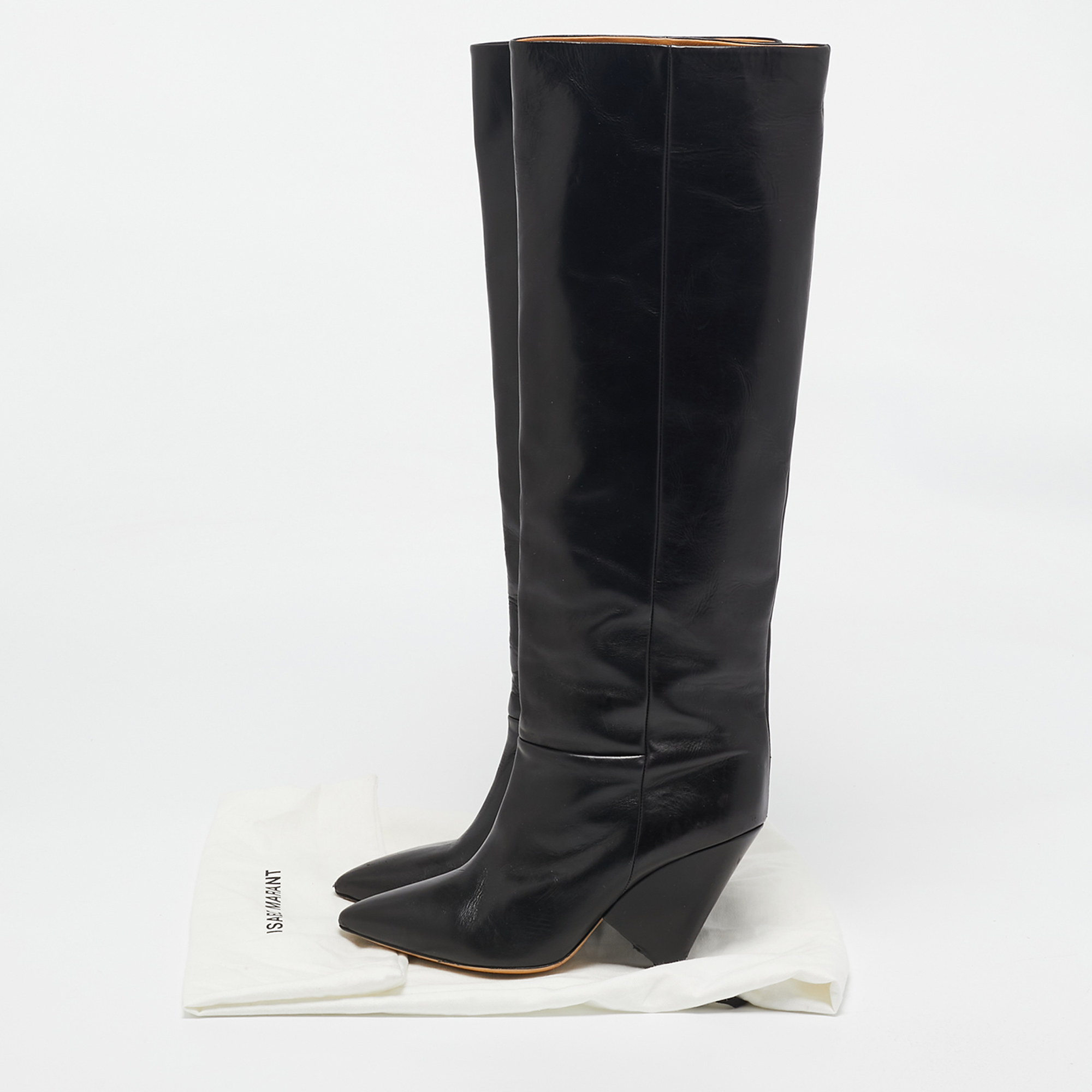 Isabel Marant Black Leather Knee Length Boots Size 41 