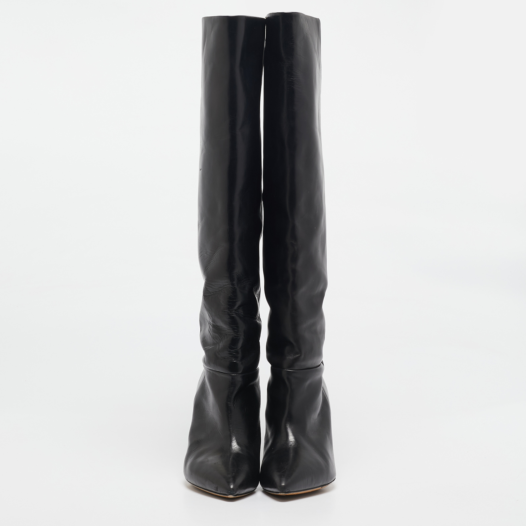 Isabel Marant Black Leather Knee Length Boots Size 41 