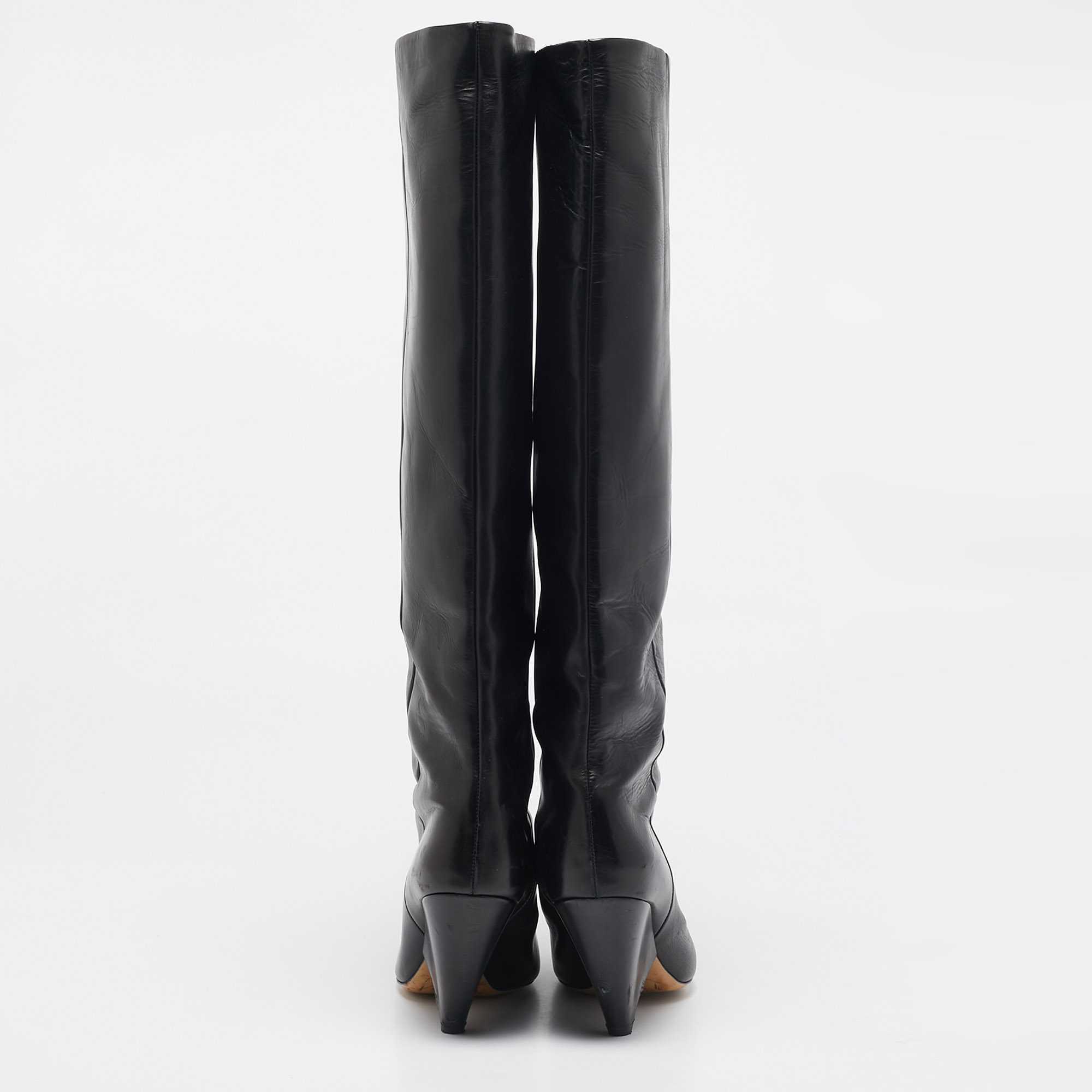 Isabel Marant Black Leather Knee Length Boots Size 41 