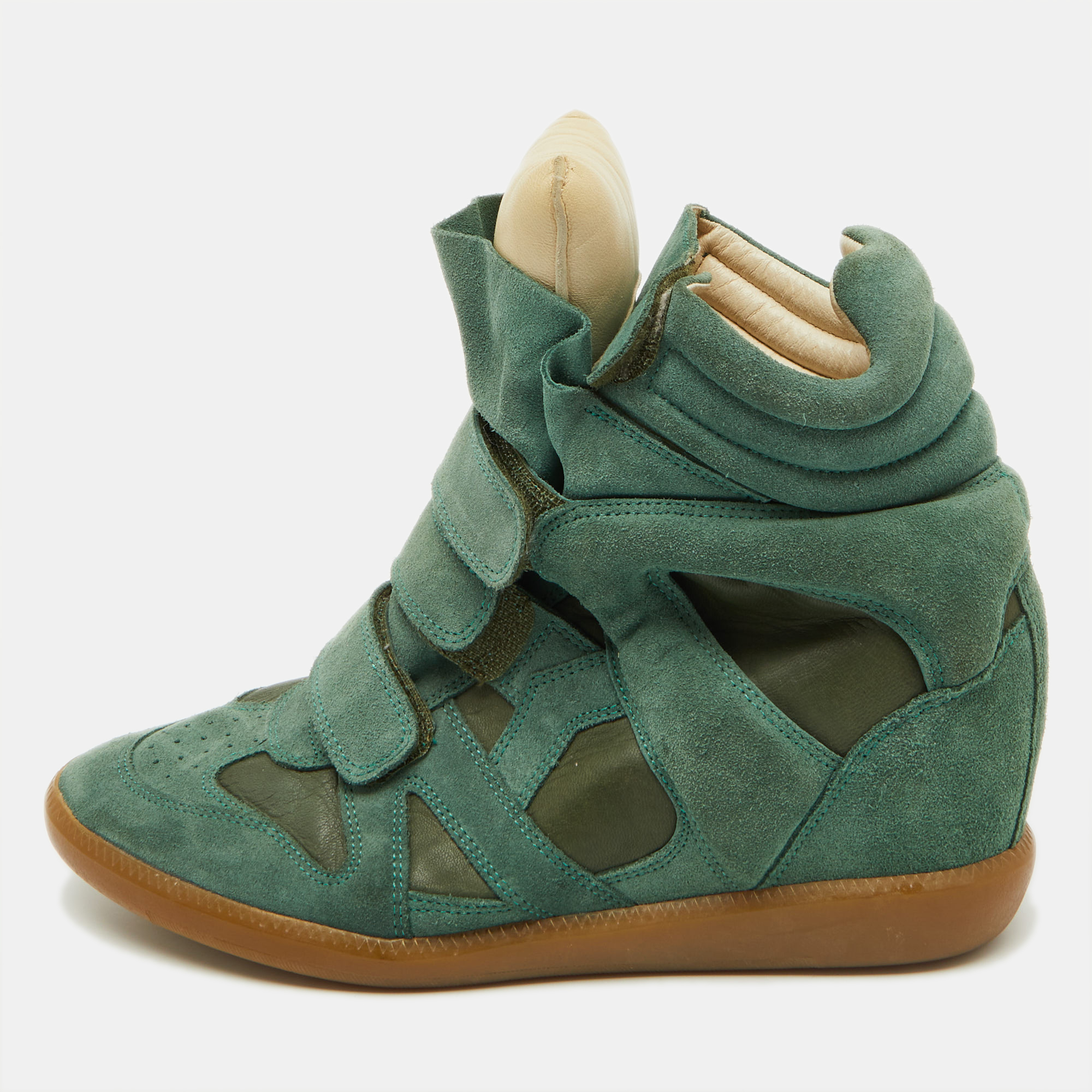 

Isabel Marant Green Suede and Leather Bekett Wedge Sneakers Size