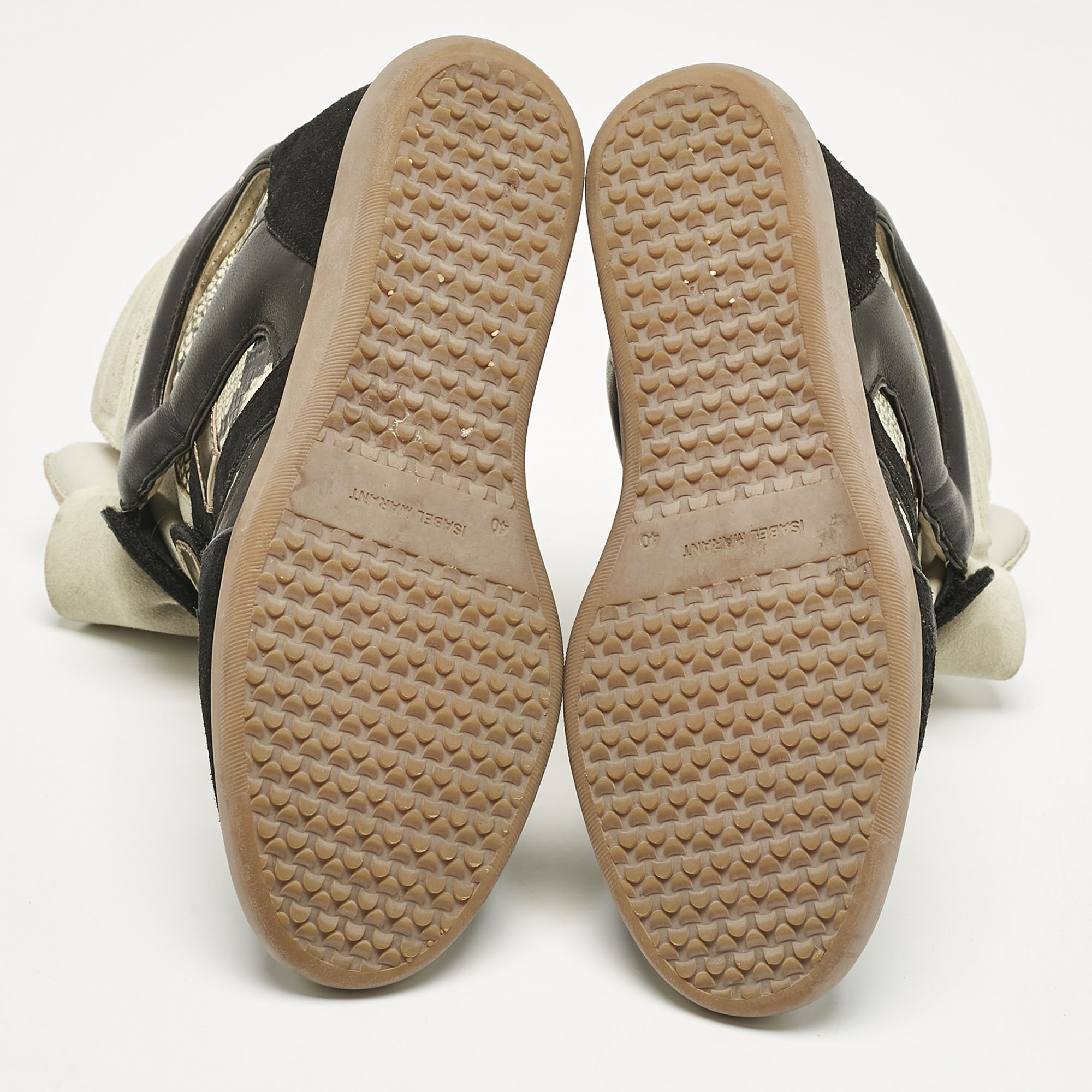 Isabel Marant Multicolor Python Embossed Leather and Suede Bekett Wedge Sneakers Size 40 