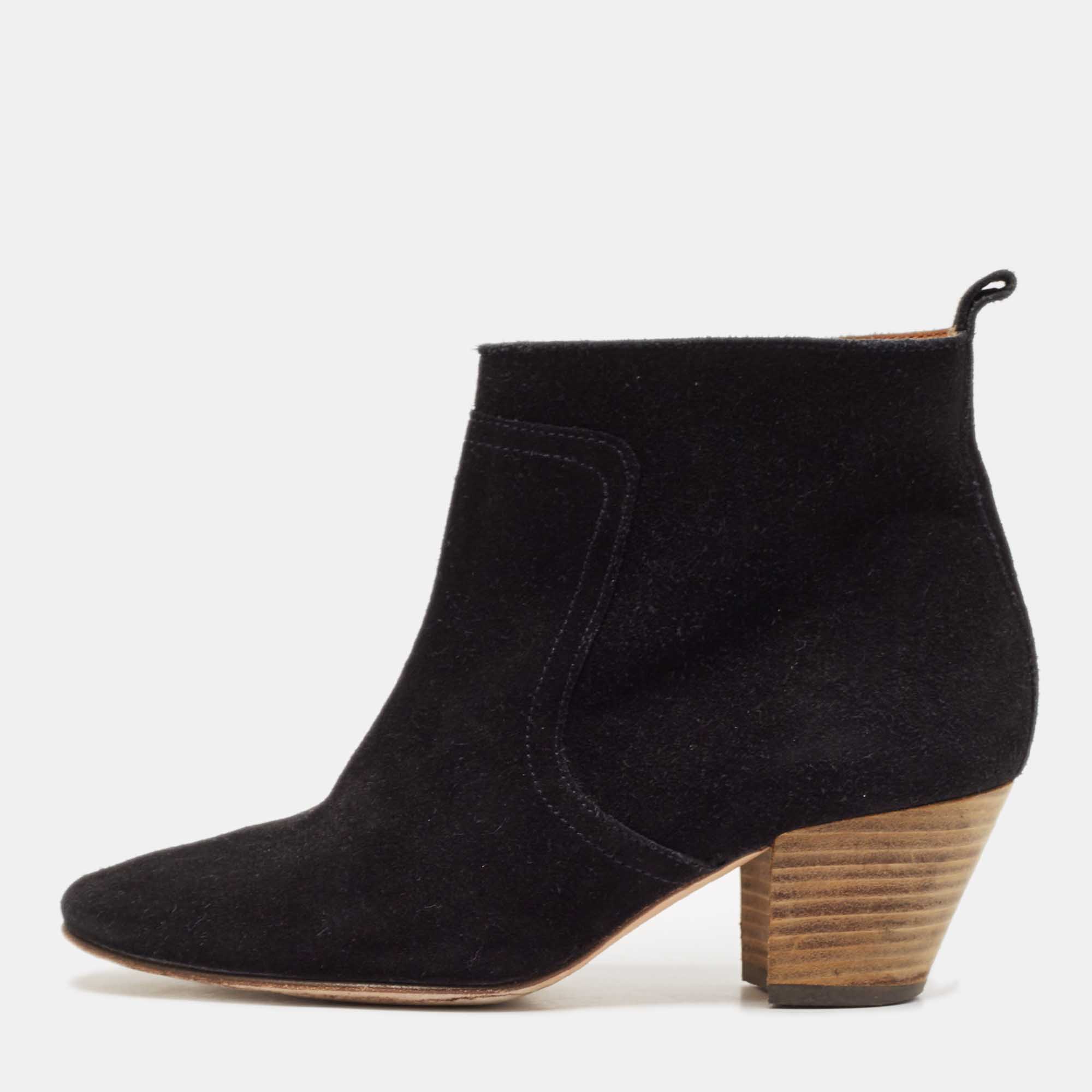 

Isabel Marant Black Suede Dicker Ankle Length Boots Size