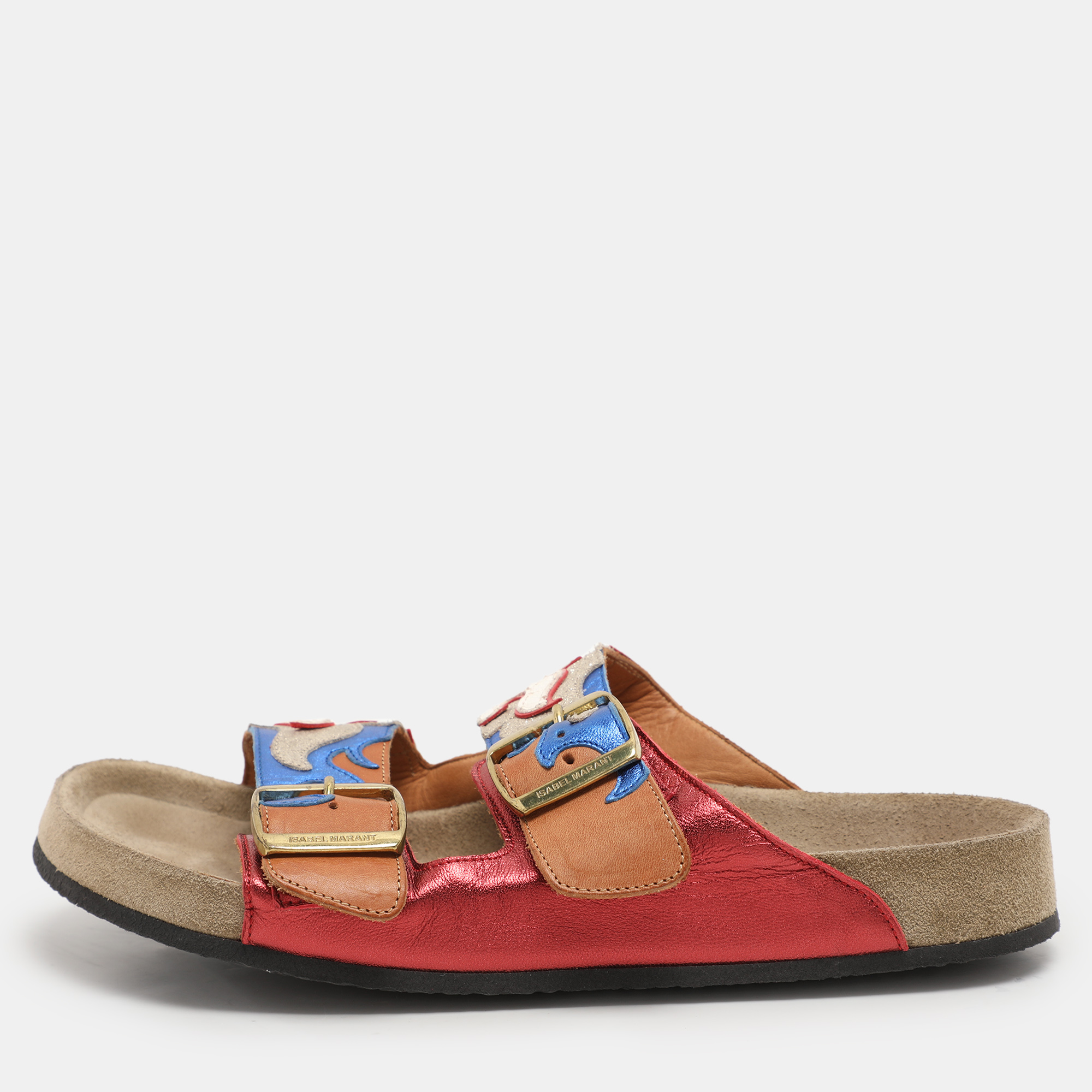 

Isabel Marant Multicolor Leather Lelik Buckle Embellished Flat Size