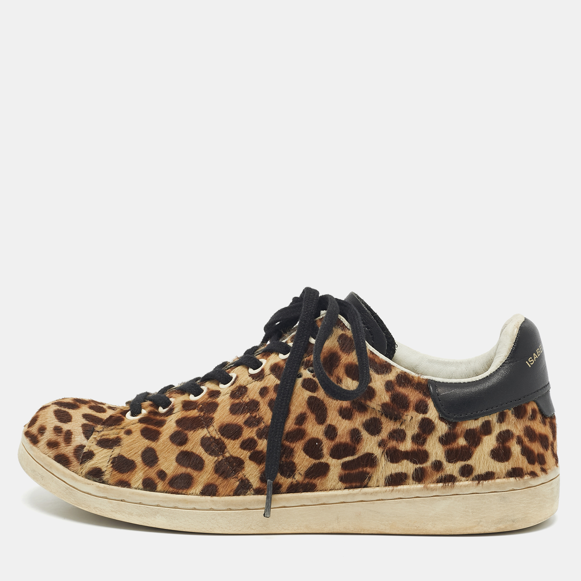 

Isabel Marant Brown/Black Leopard Print Pony Hair And Leather Sneakers Size