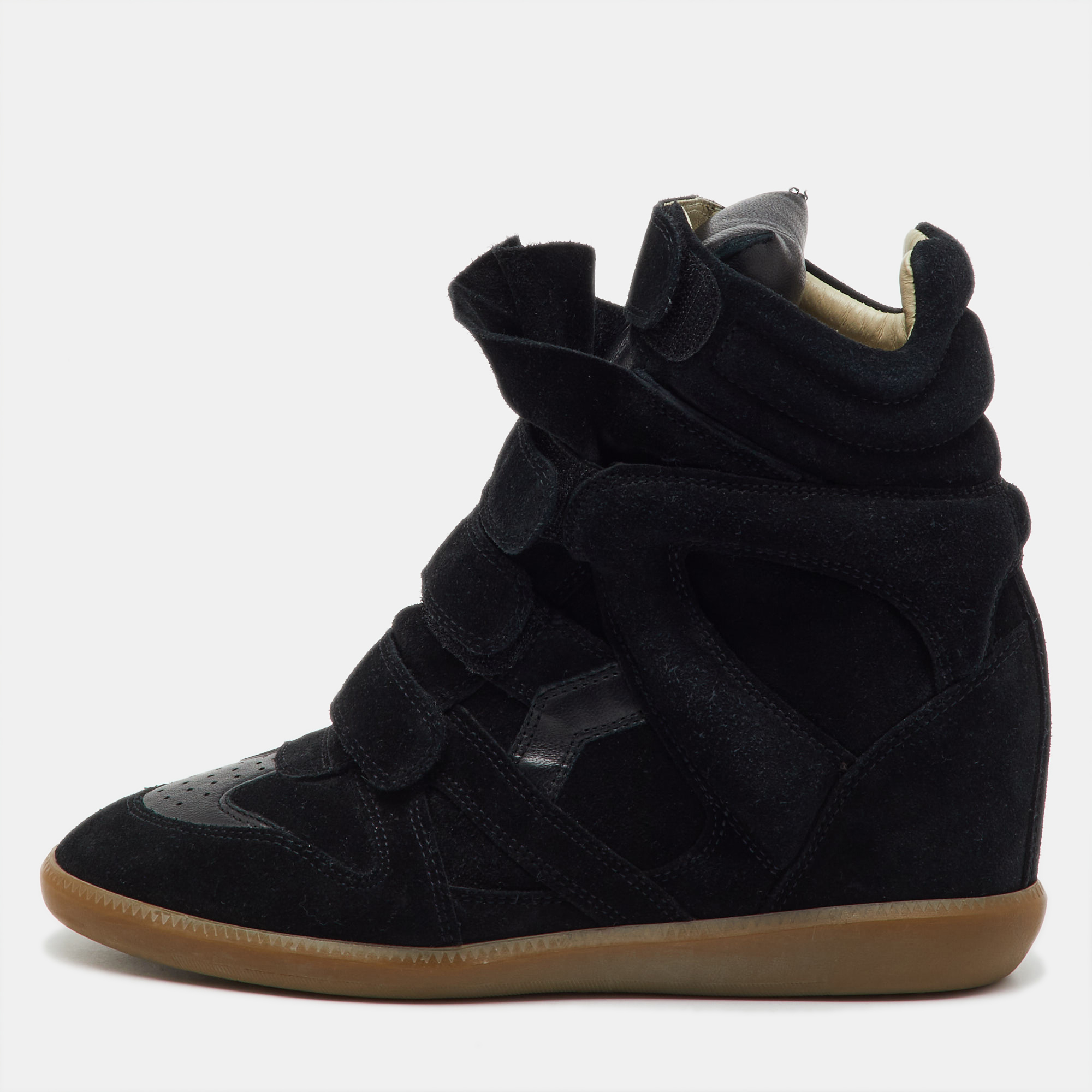 Pre-owned Isabel Marant Black Suede And Leather Bekett Wedge Sneakers Size 41
