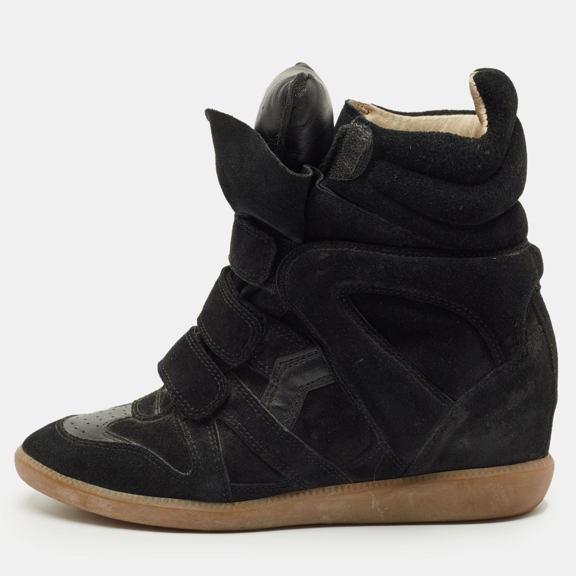 Pre-owned Isabel Marant Black Suede Bekett Wedge Sneakers Size 40