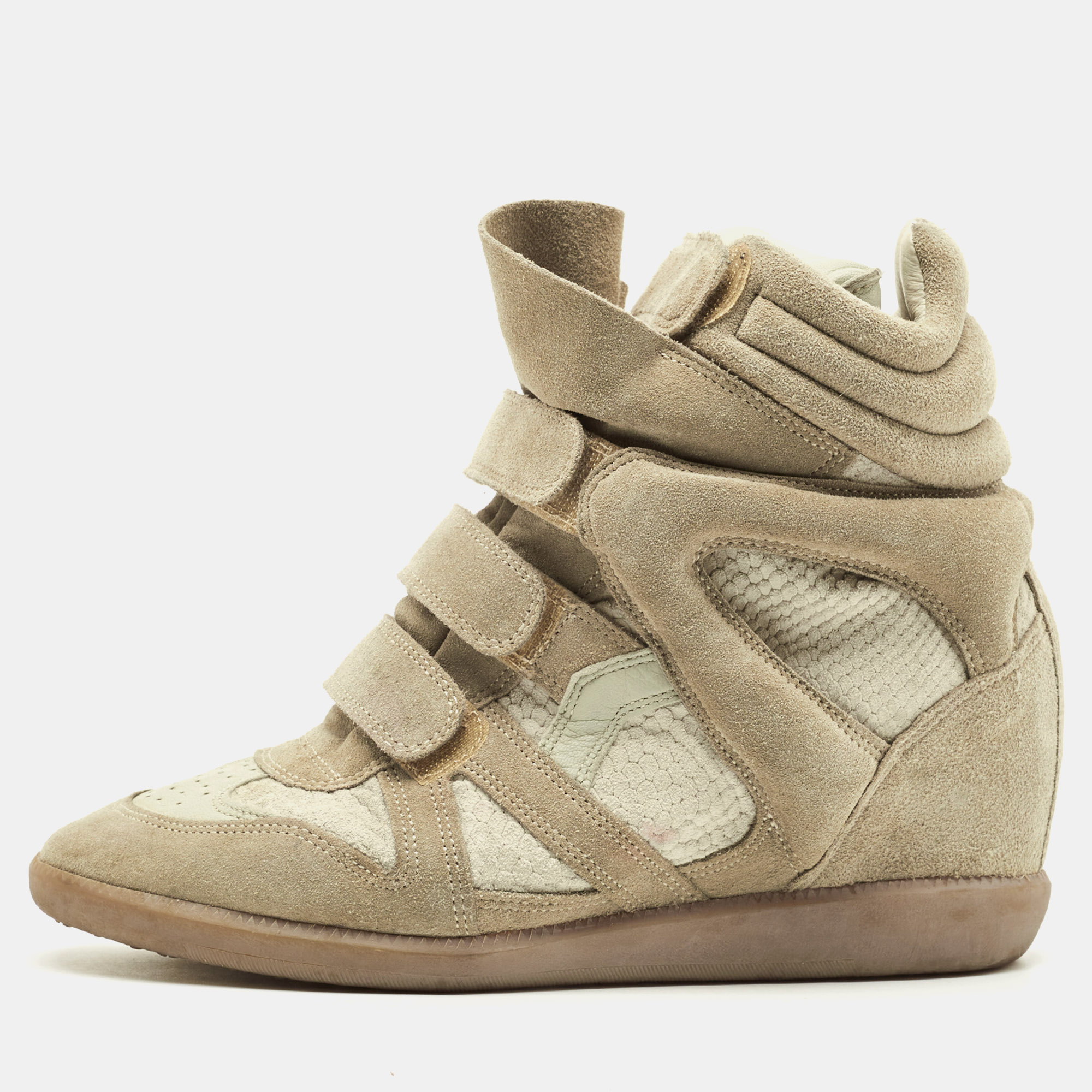 Click to view more detailed imagery on our partner's website Pre-owned Isabel Marant Bekett Size 41 Grey Leather And Suede High Top Sneakers In Gray