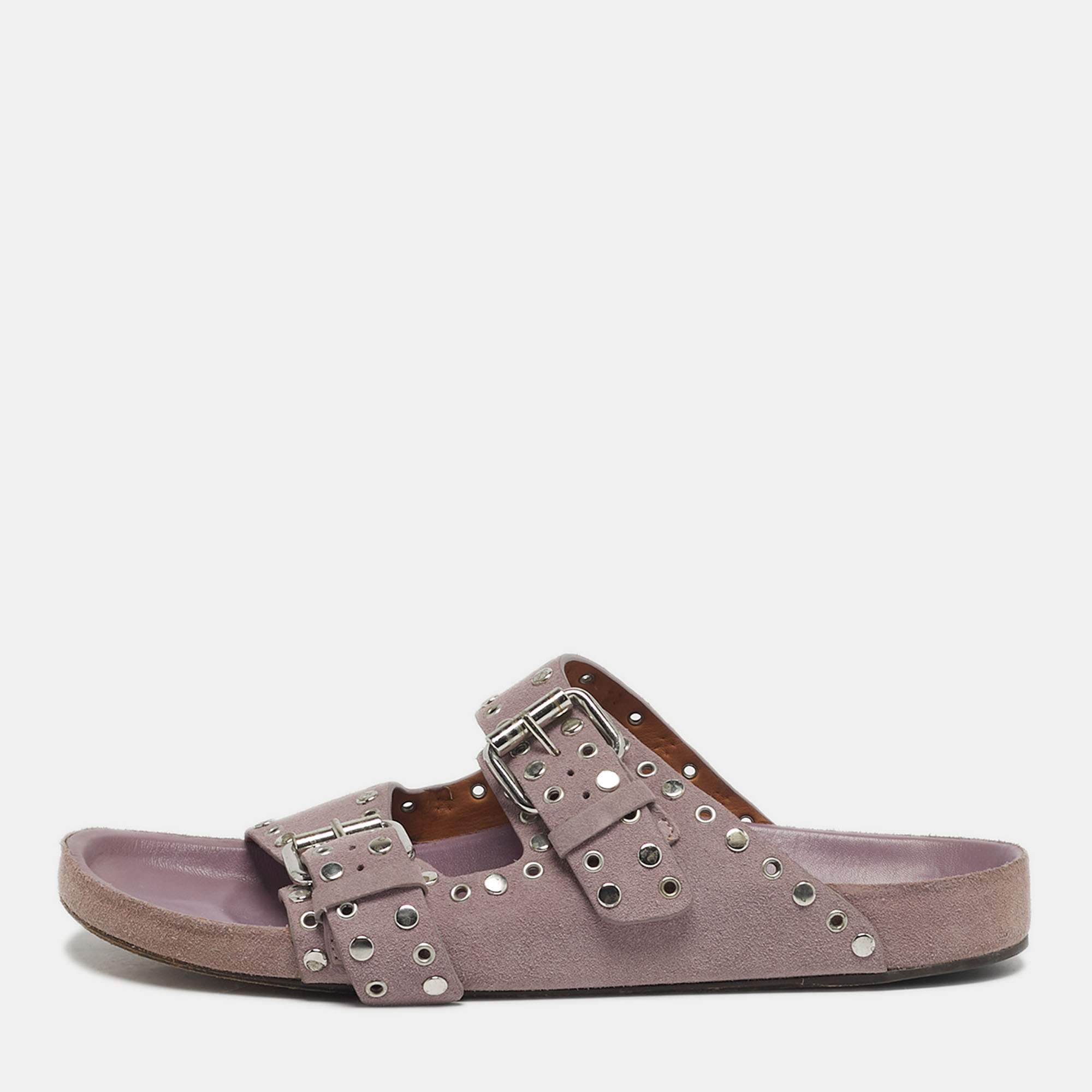 

Isabel Marant Lenny Size  Purple Suede Buckle Embellished Flats