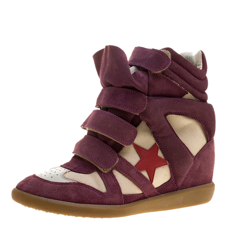 purple wedge sneakers