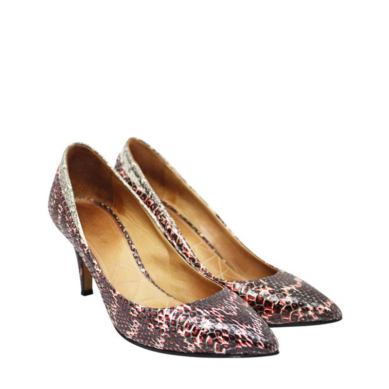 

Isabel Marant Red/Brown Pealman Watersnake Pumps Size