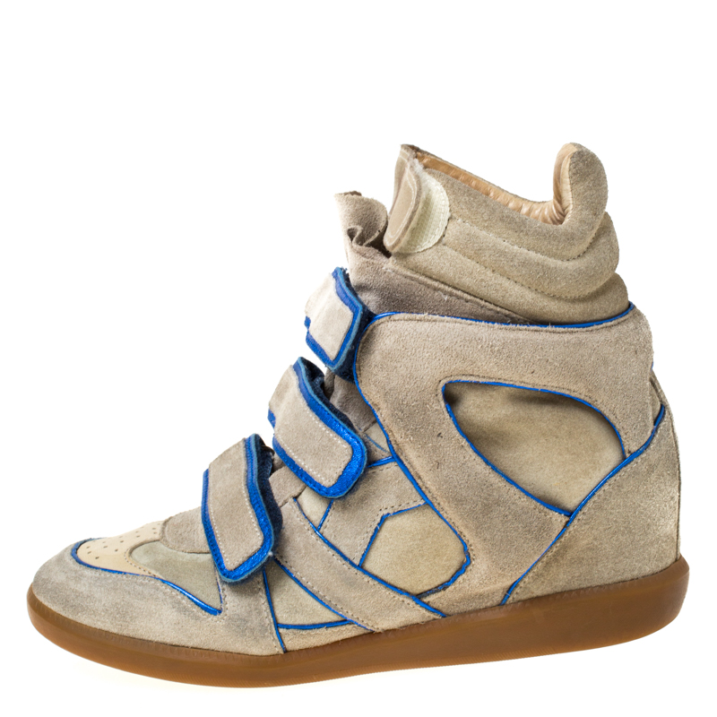 

Isabel Marant Grey/Blue Suede Bekette Wedge Sneakers Size