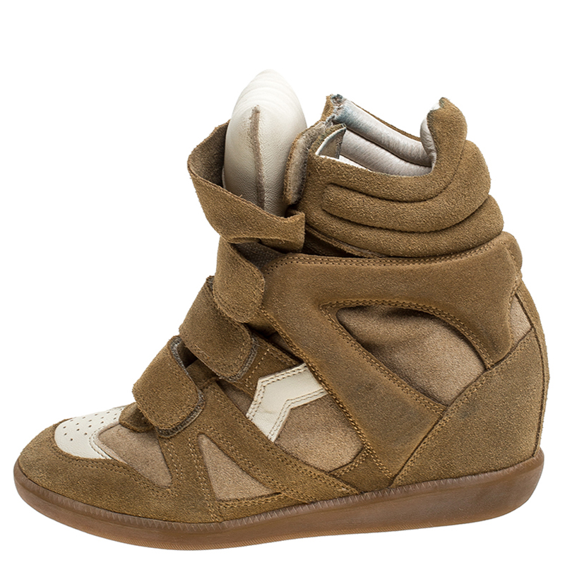 

Isabel Marant White/Beige Suede And Leather Bekett Wedge Sneakers Size