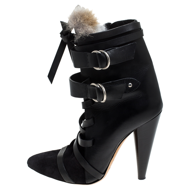 

Isabel Marant Black Leather And Suede Royston Leather Ankle Boots Size