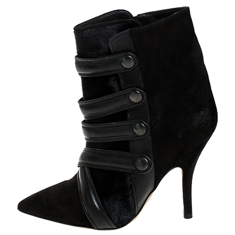 

Isabel Marant Black Suede And Pony Hair Pointed Toe Ankle Boots Size