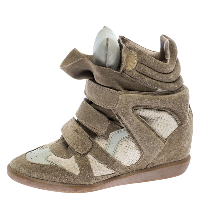 

Isabel Marant Beige Suede And Leather Bekett Wedge Sneakers Size