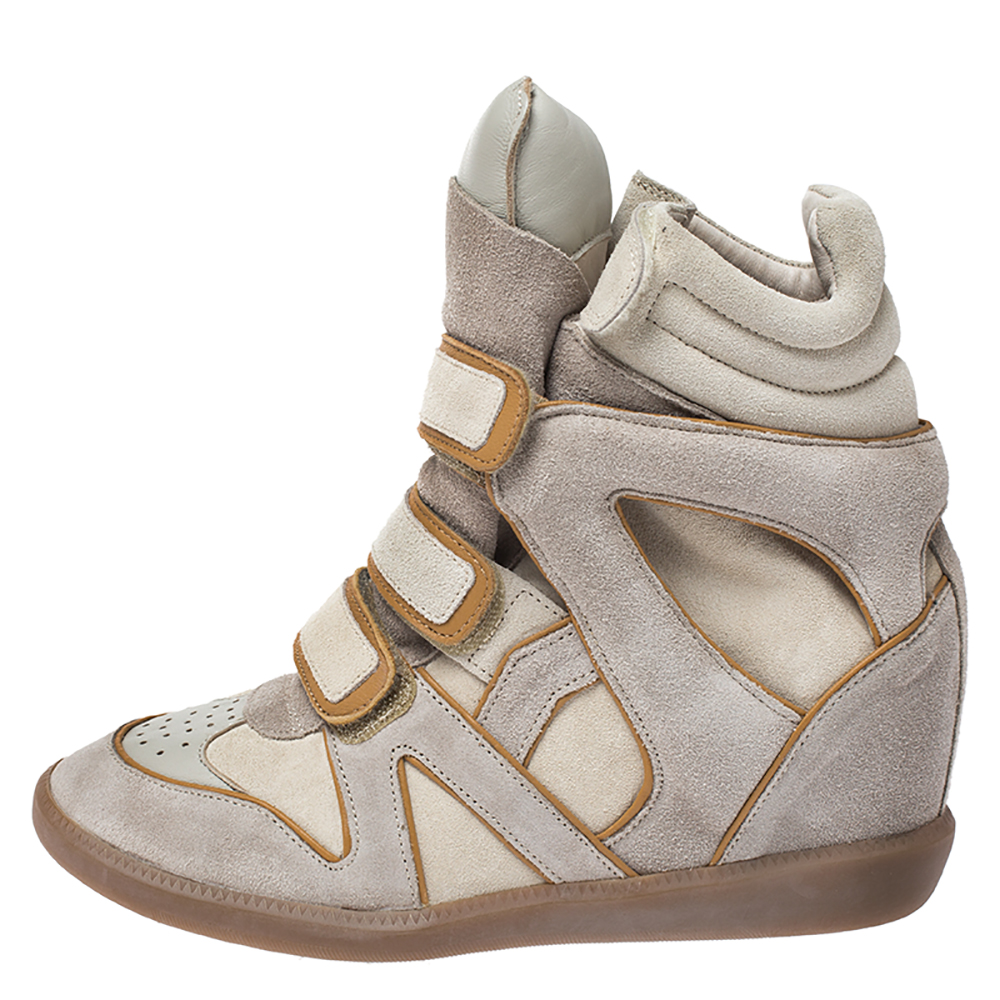 

Isabel Marant Grey/Brown Suede And Leather Bekett Wedge Sneakers Size