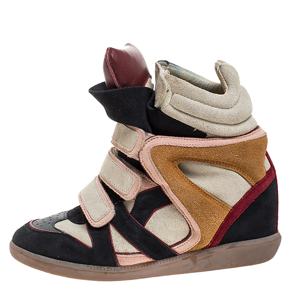 

Isabel Marant Multicolor Suede And Leather Bekett Wedge Sneakers Size