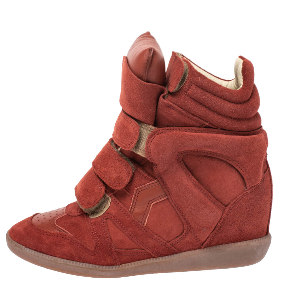 

Isabel Marant Red Suede Bekett Wedge Sneakers Size