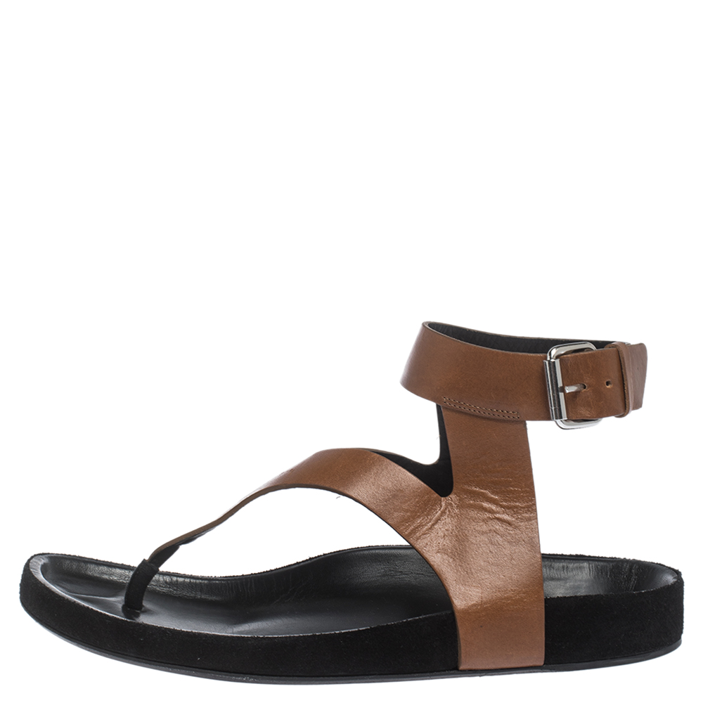 

Isabel Marant Brown Leather Elwina Ankle Strap Sandals Size