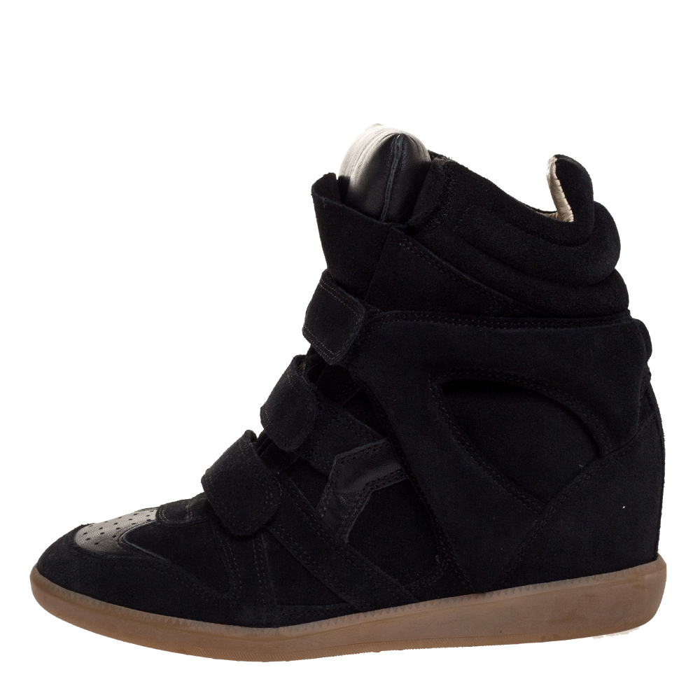 

Isabel Marant Black Suede And Leather Bekett Wedge High Top Sneakers Size