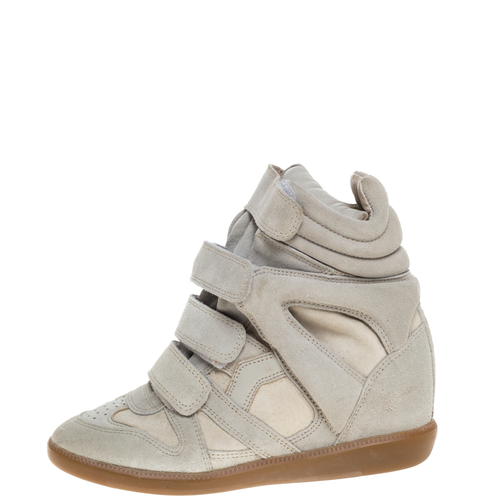 

Isabel Marant Grey Suede Bekett Wedge Sneakers Size