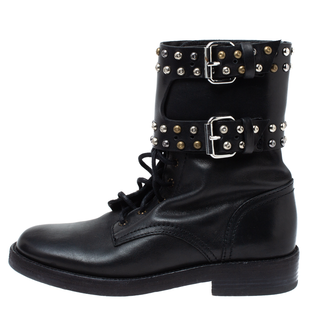 

Isabel Marant Black Leather Teylon Studded Ankle Boots Size
