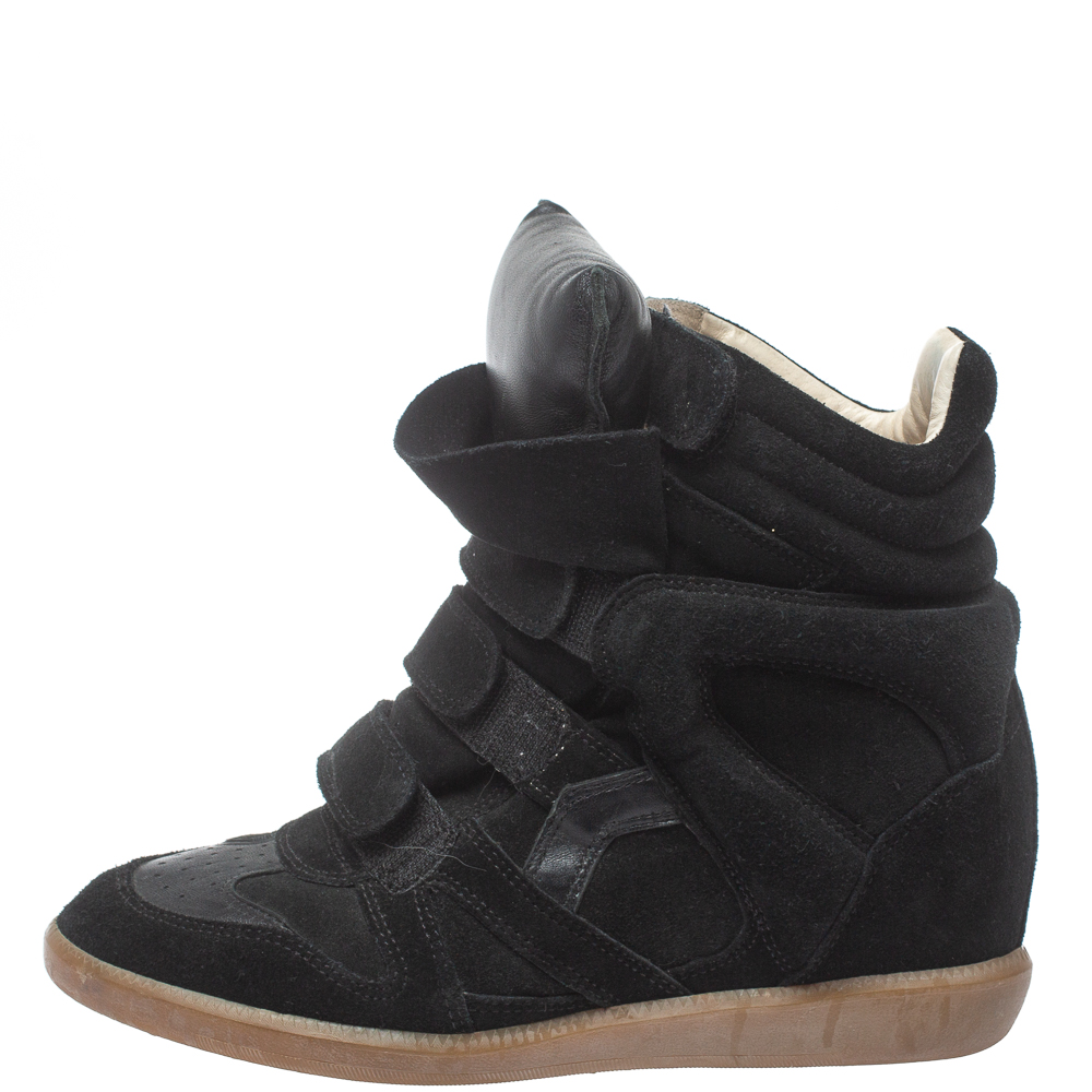 

Isabel Marant Black Suede Bekett Wedge High Top Sneakers Size