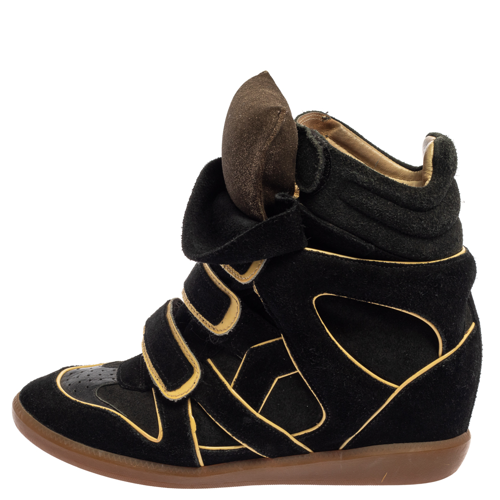 

Isabel Marant Black/Cream Suede and Leather Bekett Wedge Sneakers Size