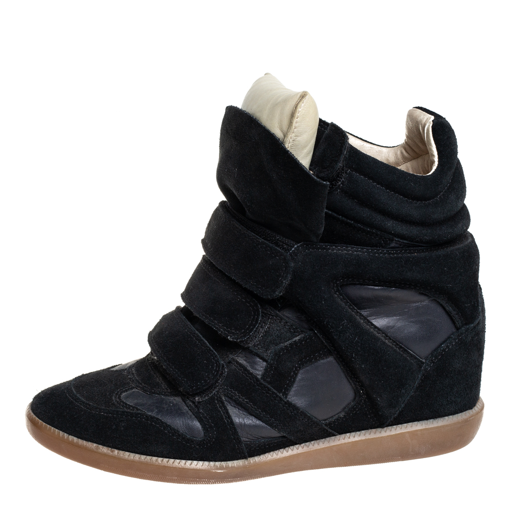 

Isabel Marant Black Suede And Leather High Top Wedge Sneakers Size