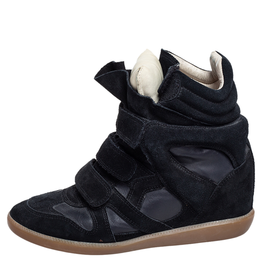 

Isabel Marant Black Suede and Leather Bekett Wedge Sneakers Size