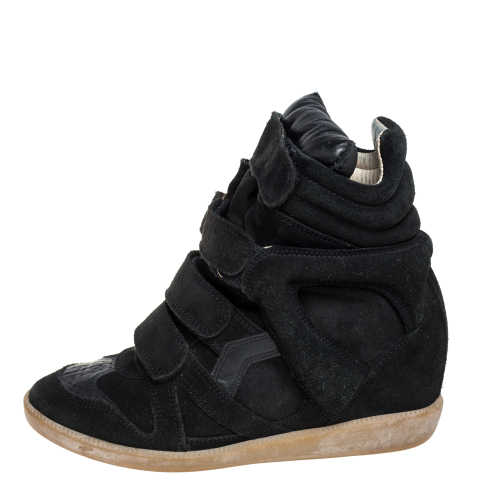 

Isabel Marant Black Suede And Leather High Top Wedge Sneakers Size