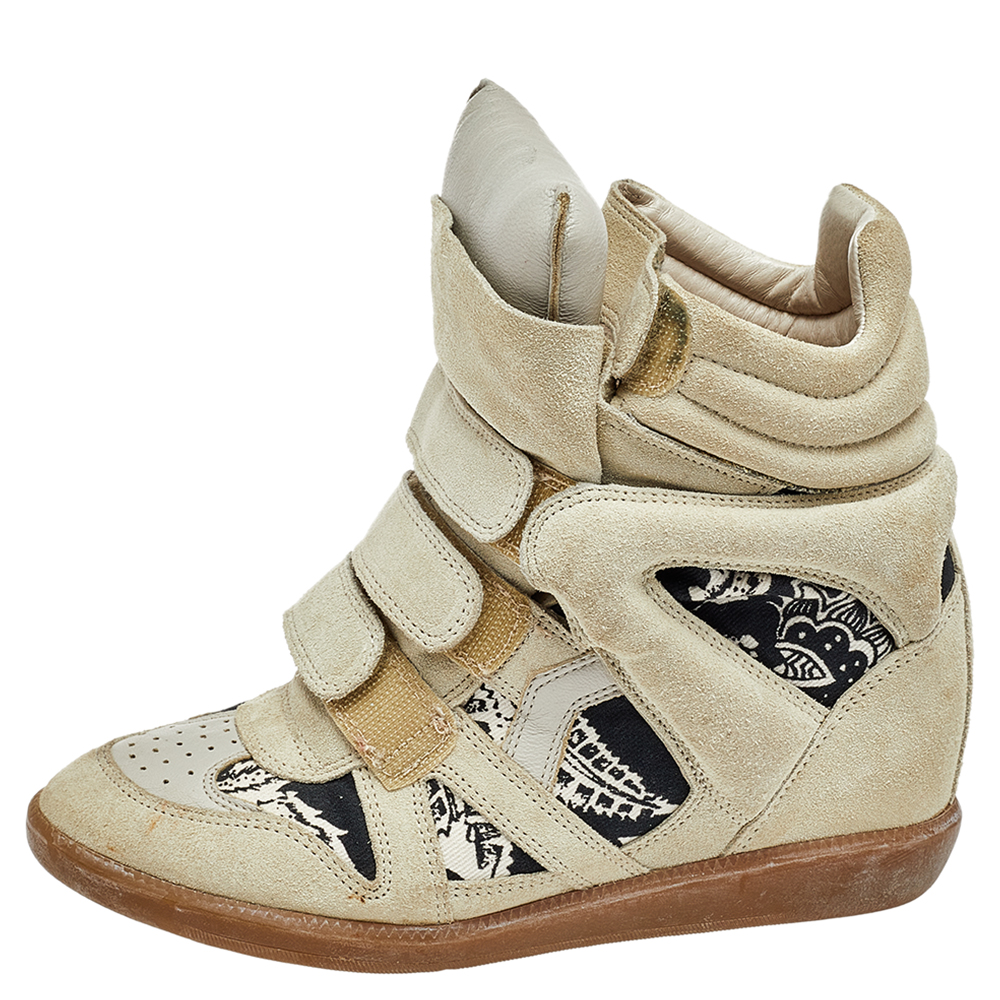 

Isabel Marant Beige Suede and Leather Bekett Wedge Sneakers Size